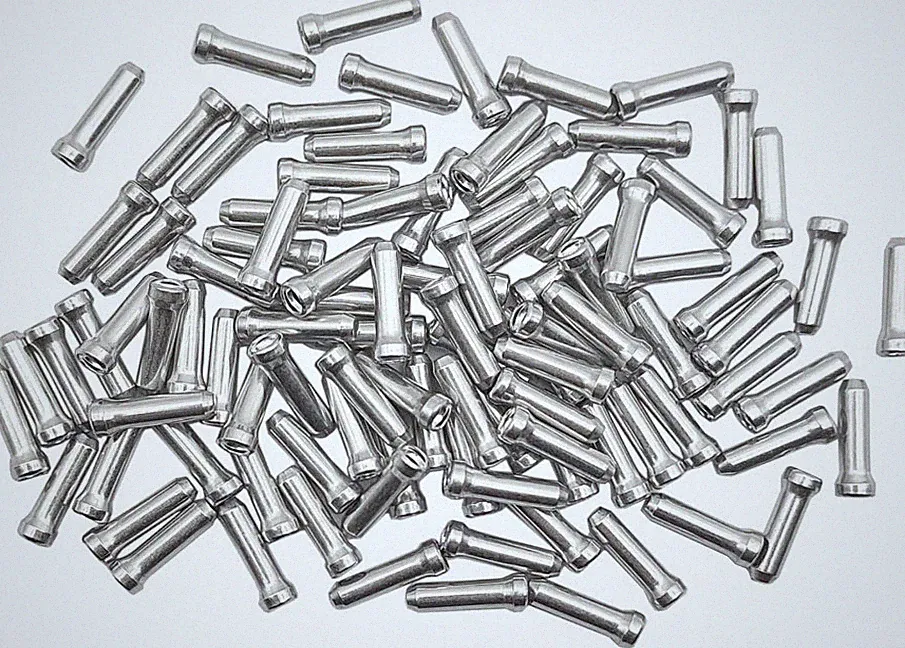 100 Bike Cable End Cap Silver Brake Shifter Wire Crimp Mountain Bicycle Aluminum