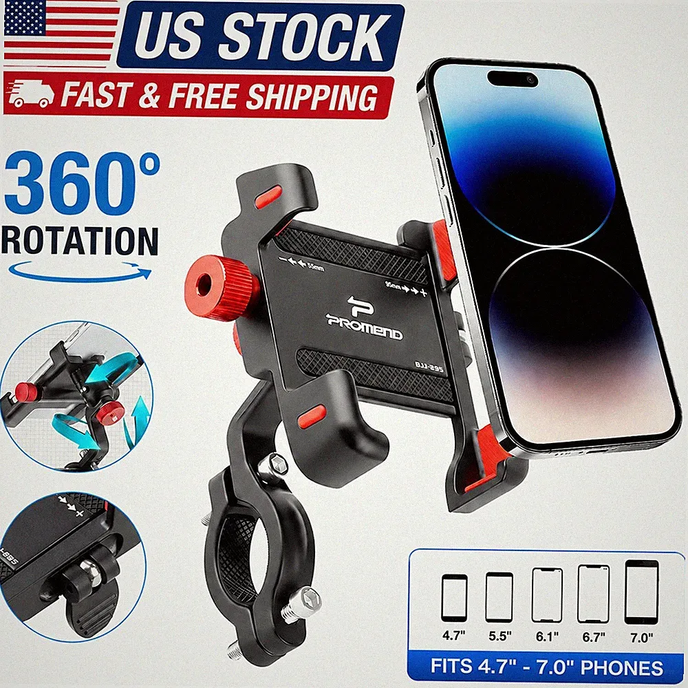360° Aluminum Quick Release Bike Phone Holder Motorcycle Bicycle Handlebar Mount