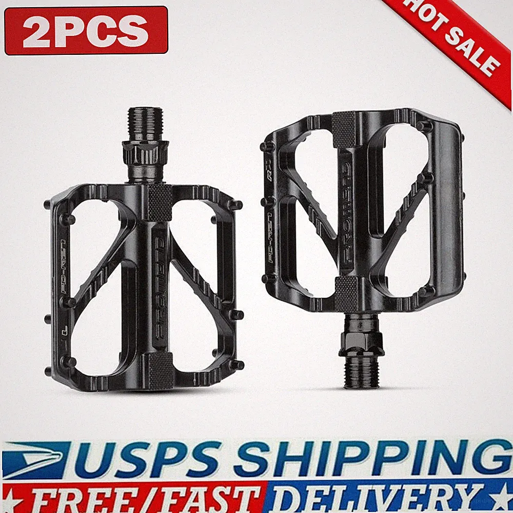 9/16" Bicycle Universal Bike Pedals Bicycle Aluminum Non-Slip Flat Bearing Pedal