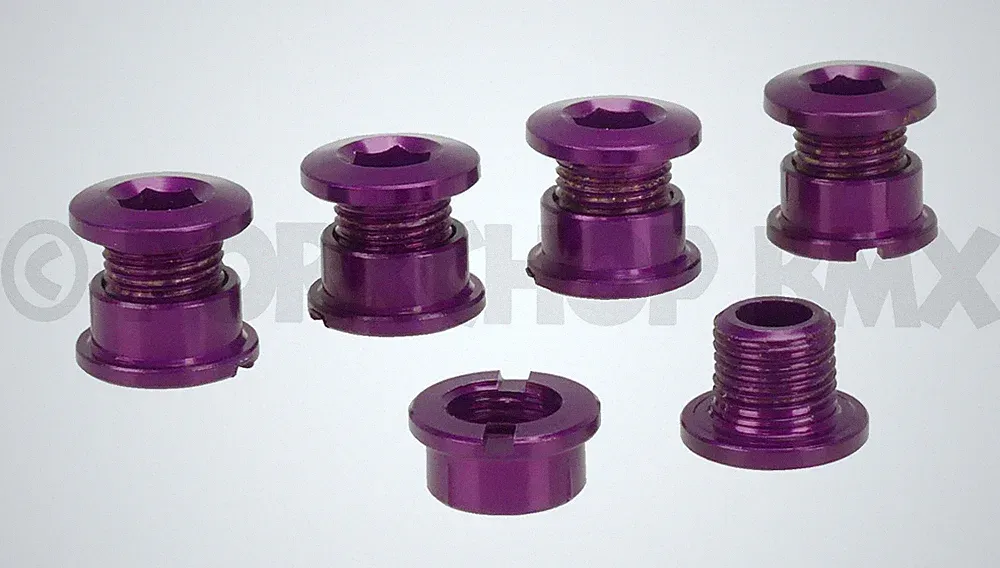 Aluminum alloy BMX bicycle chainring bolts - set of 5 - PURPLE