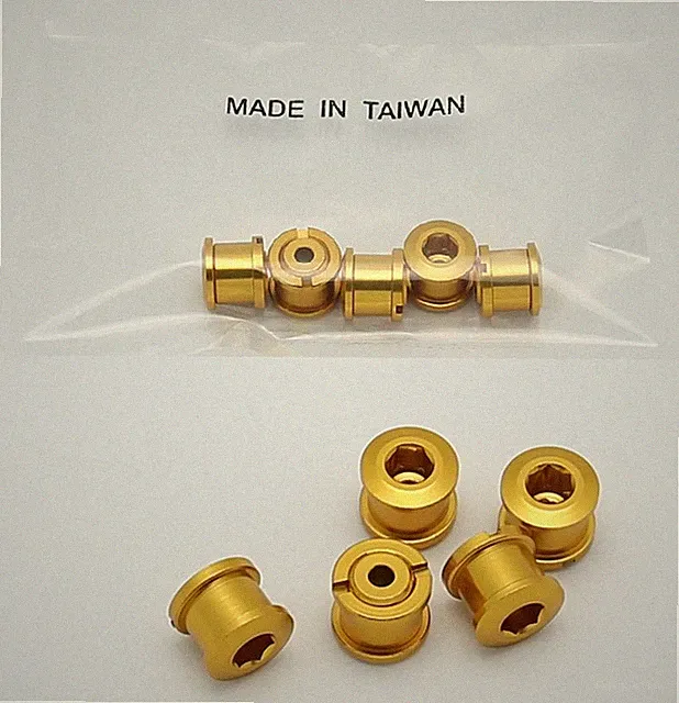 BICYCLE BIKE ALUMINUM 6.5mm Single CHAIN RING CRANK NUT BOLT SCREW 5 SETS GOLDEN