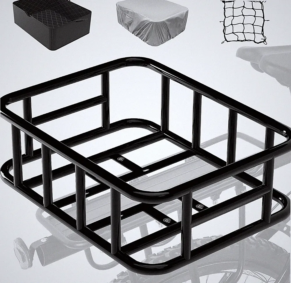 Bike Basket Rear Rack Bike Basket with Cargo Net and Liner Large Bicycle Basket