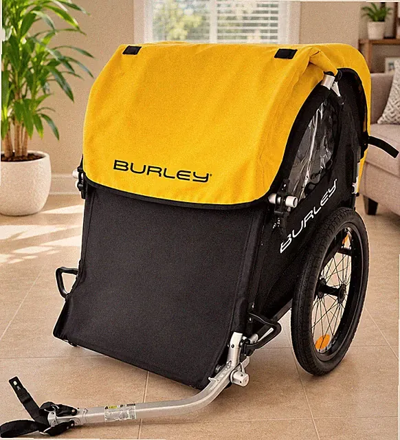 Burley Bee Bike Trailer 1-2 Kids Child Carrier Hitch Wheels Yellow Excellent