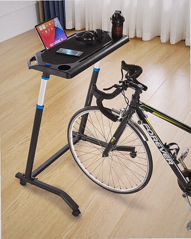 Foldable Bike Trainer Fitness Desk Mobile Cycling Workstation w/Lockable Wheel