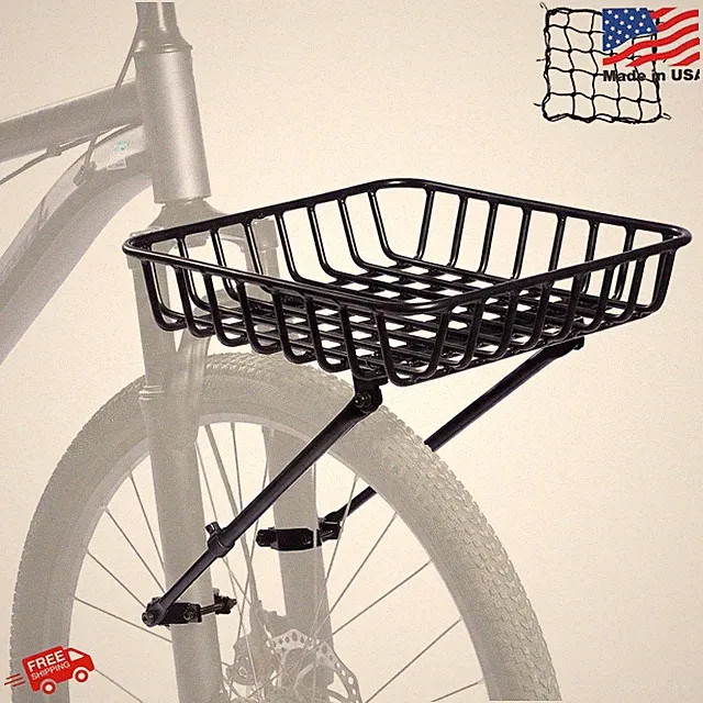 Front Bike Basket Rack, Aluminum Bicycle Front Rack with Adjustable Struts, Comp