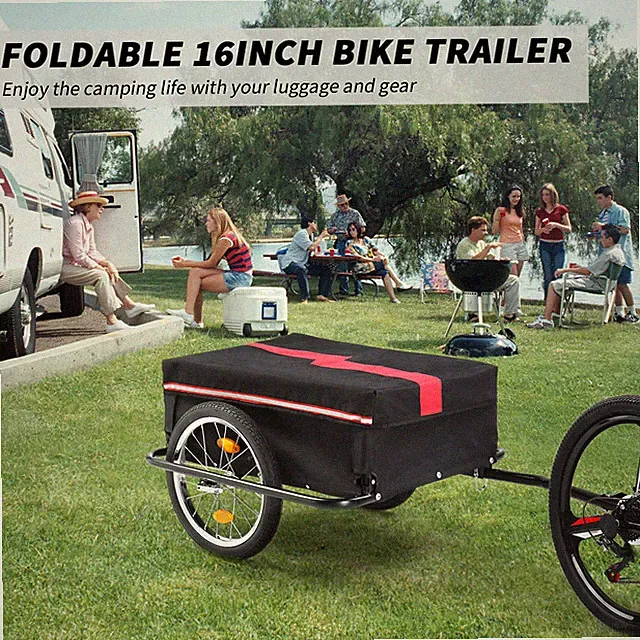 Large Bicycle Bike Cargo Trailer Steel Carrier Storage Cart Wheel Runner