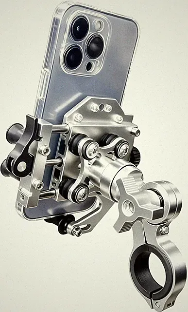 Motorcycle Phone Mount with Vibration Dampener, Aluminum Alloy Bike Phone Holder