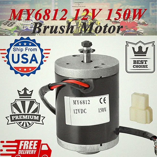 MY6812 150W 12V Brush Motor 25H 7T Sprocket For Electric Scooter Bike Motorcycle