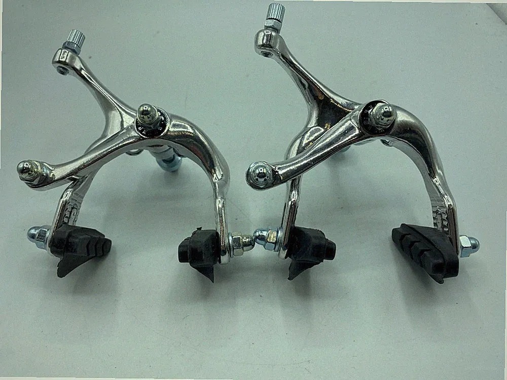 PAIR 700C ROAD BIKE BICYCLE ALUMINUM SIDE PULL CALIPER BRAKE FRONT + REAR SILVER
