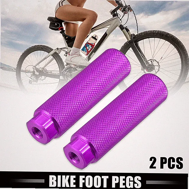 Pair Aluminum Alloy Rear Foot Pegs Purple for BMX Bicycle Fit 3/8 inch Axles