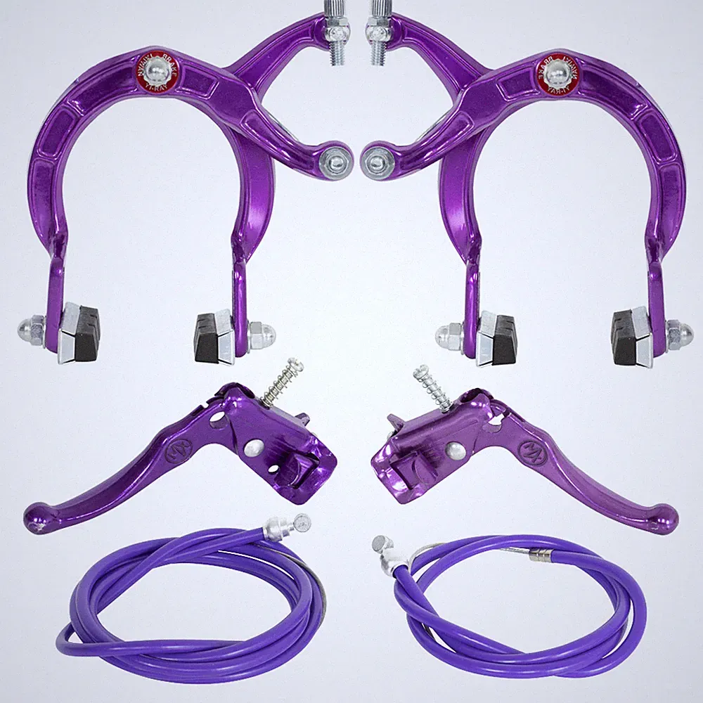PRO+ BMX Brake FRONT & REAR SET Alloy PURPLE Bike Bicycle Caliper Cable Lever