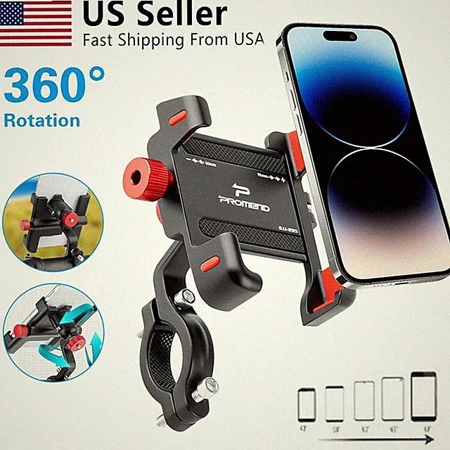 Quick Release Bike Phone Mount Holder 360° Aluminum GPS Motorcycle Phone Mount