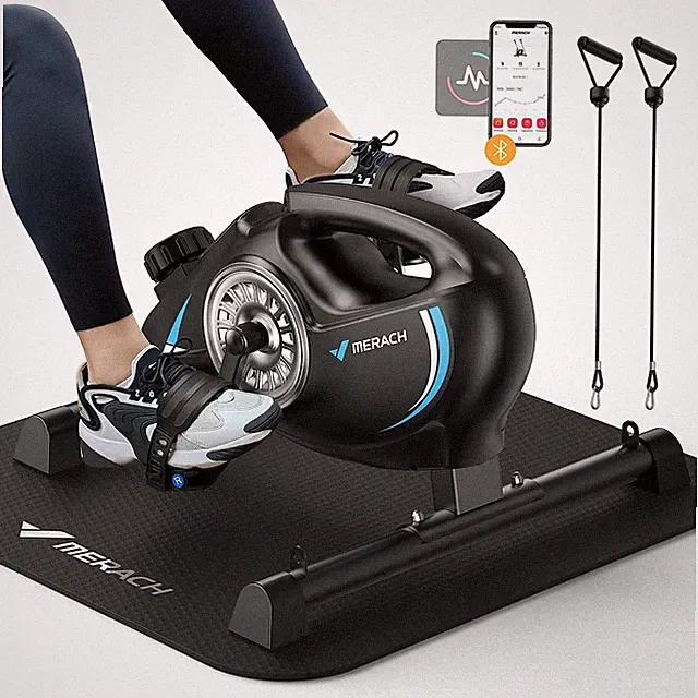 Quiet Under Desk Bike Pedal Exerciser for Arm & Leg Recovery with Resistance Ban