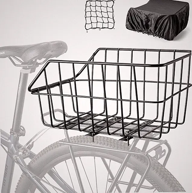Rear Bike Basket – Large Capacity Bicycle Rear Rack Basket with Cargo Net & Wate