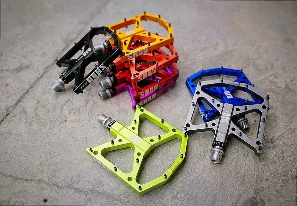 SHANMASHI Bicycle Aluminum Pedals Mountain Bike Flat Platform Bearing Pedal 375g