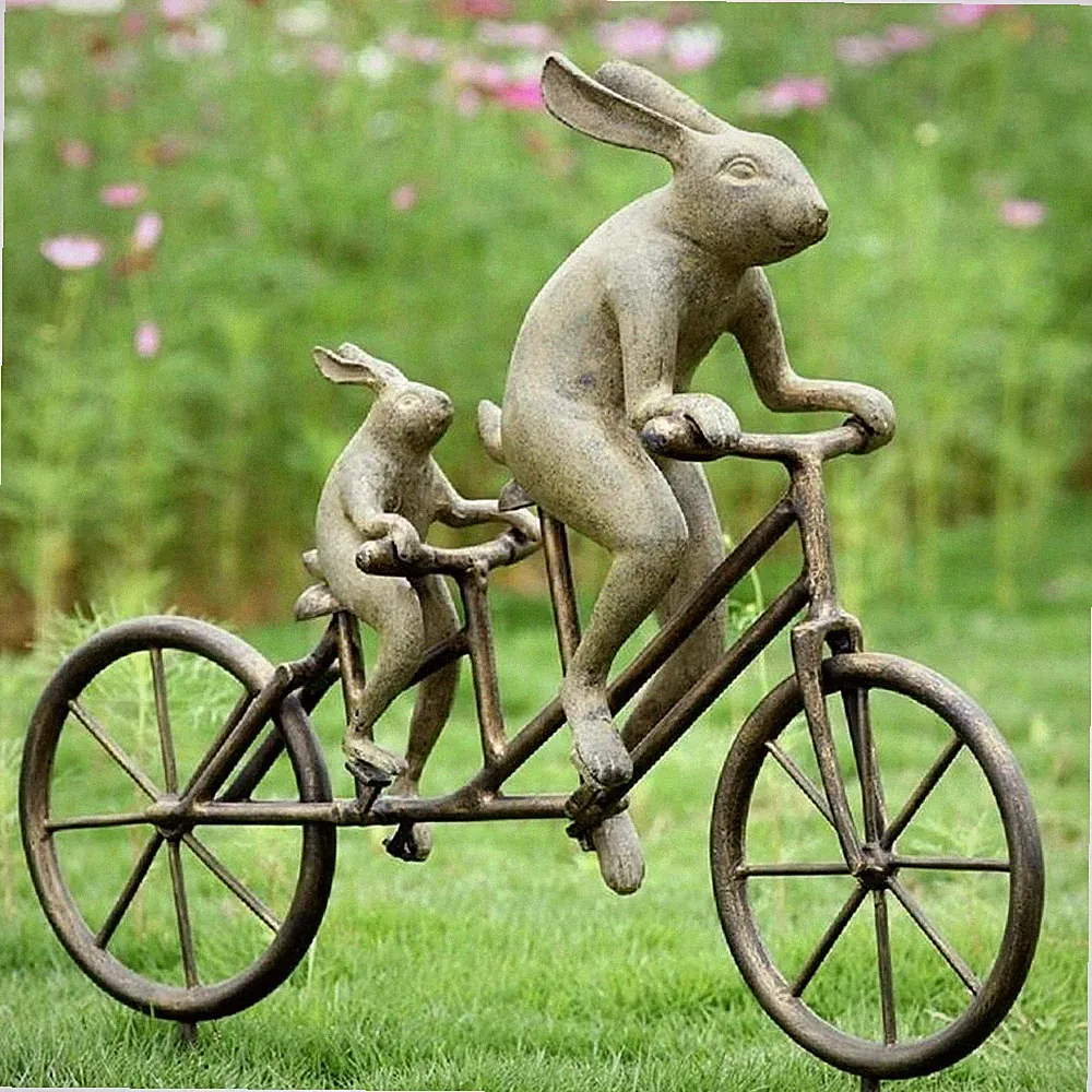 SPI Home 33862 Rabbit Tandem Bicycle Bunnies Garden Sculpture Statue On The Go