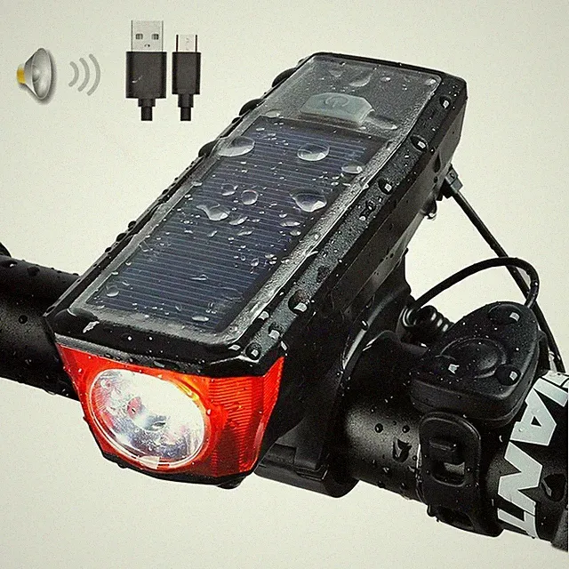 Ultra Bright Solar-Powered and USB Rechargeable Mountain Bike Front Lights 5...