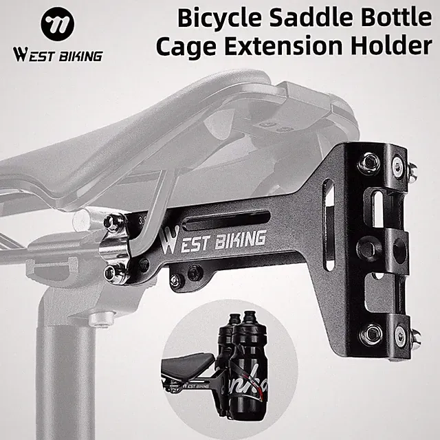 WEST BIKING Aluminum Alloy Bicycle Dual Water Bottle Cage Rack Holder Extension